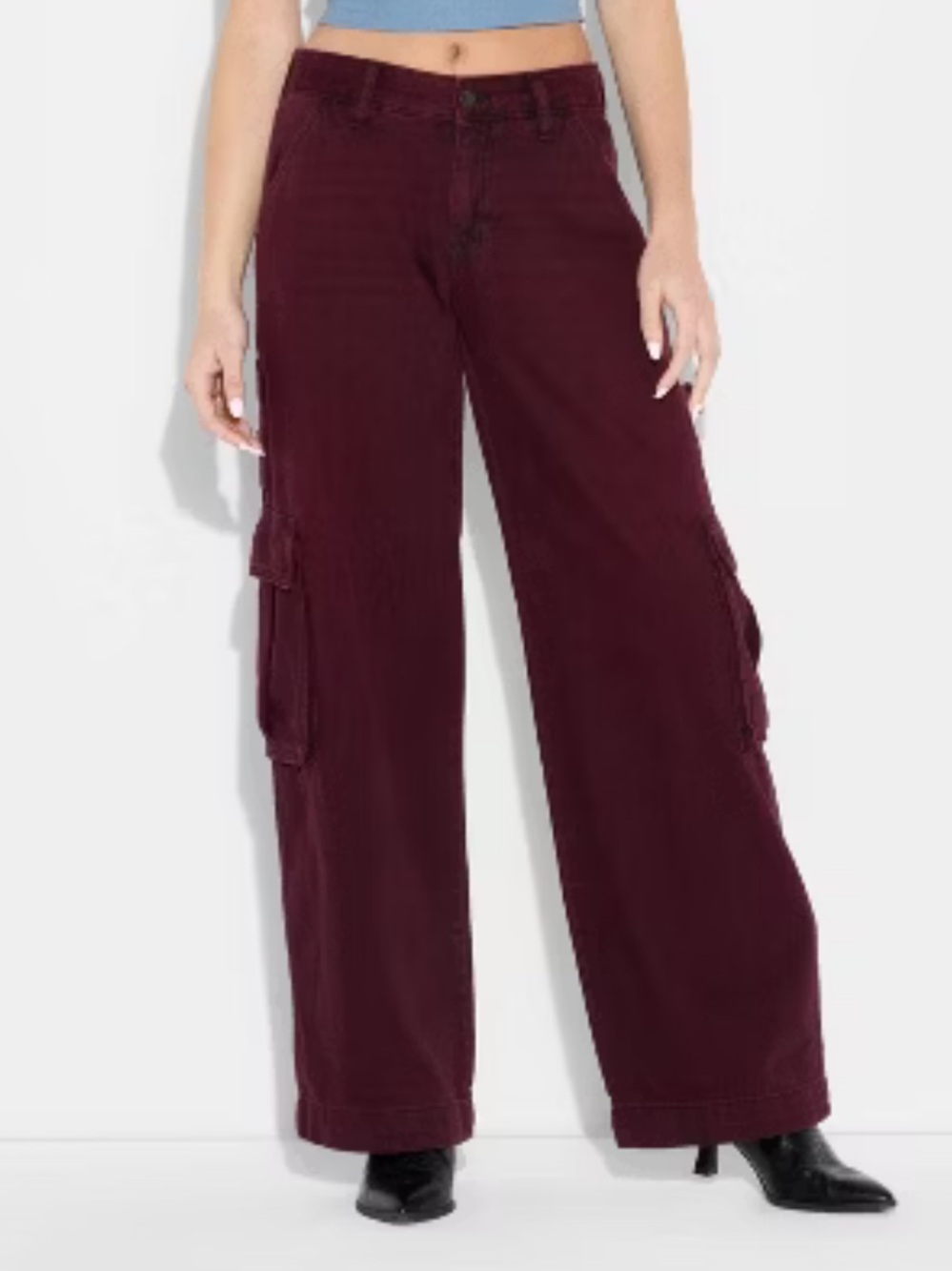 wild fable Burgundy Cargo Pants - Picture 3 of 14